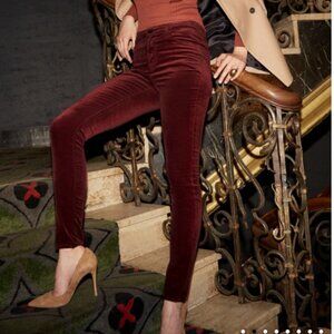 J Brand Maria Velvet High Rise Skinny Pants in Oxblood Womens Size 25 NWT